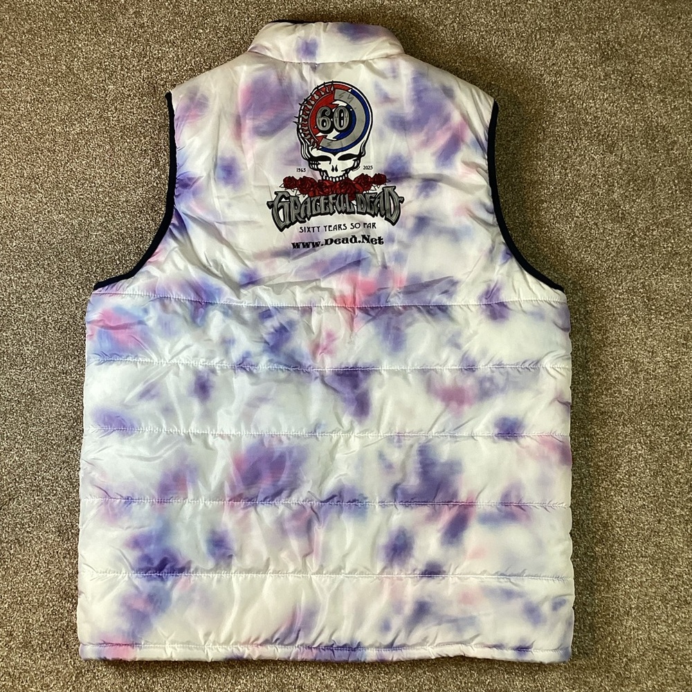 Grateful Dead Red Sox 60th Anniversary Tie Dye Puffer Vest M
